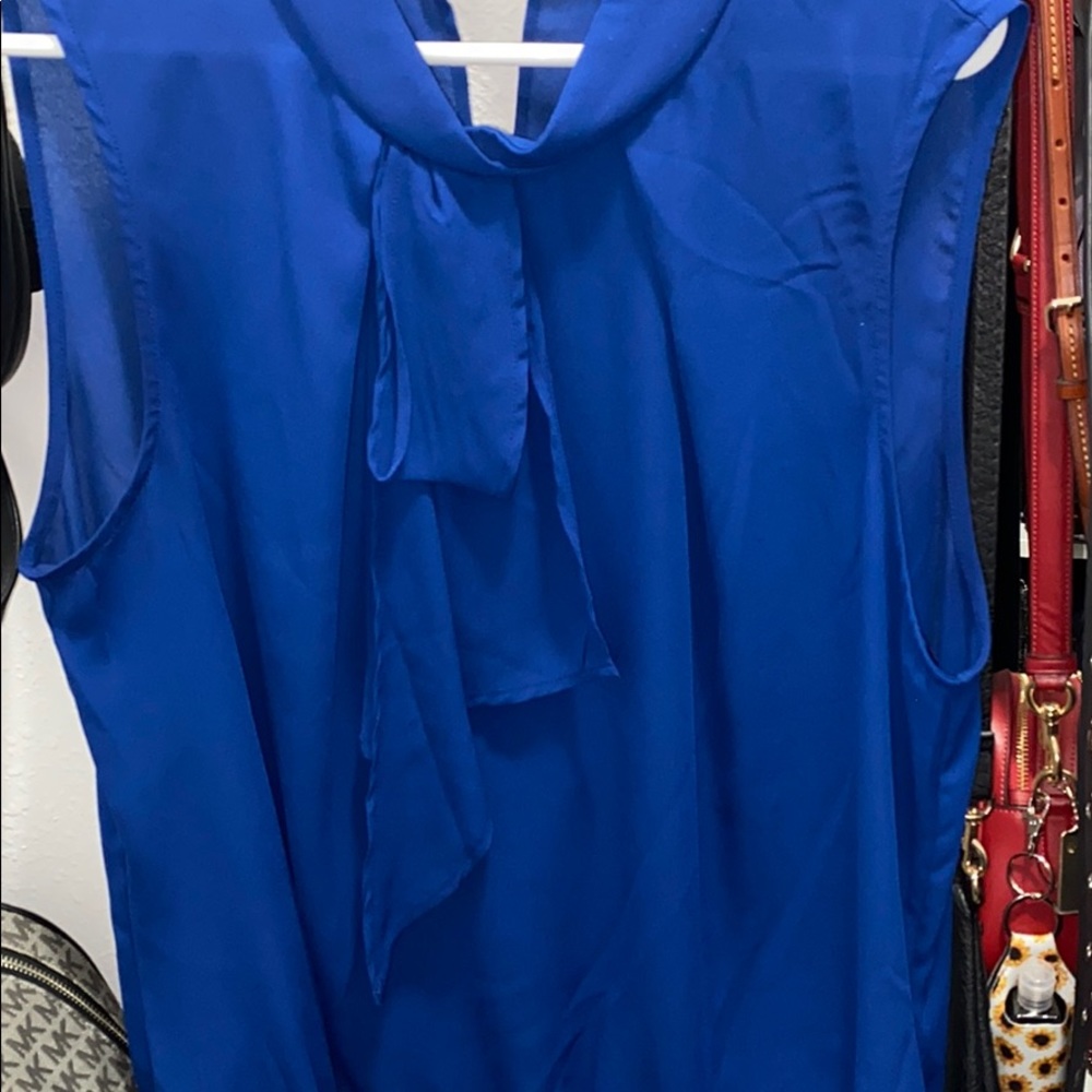 Navy blue sleeveless blouse